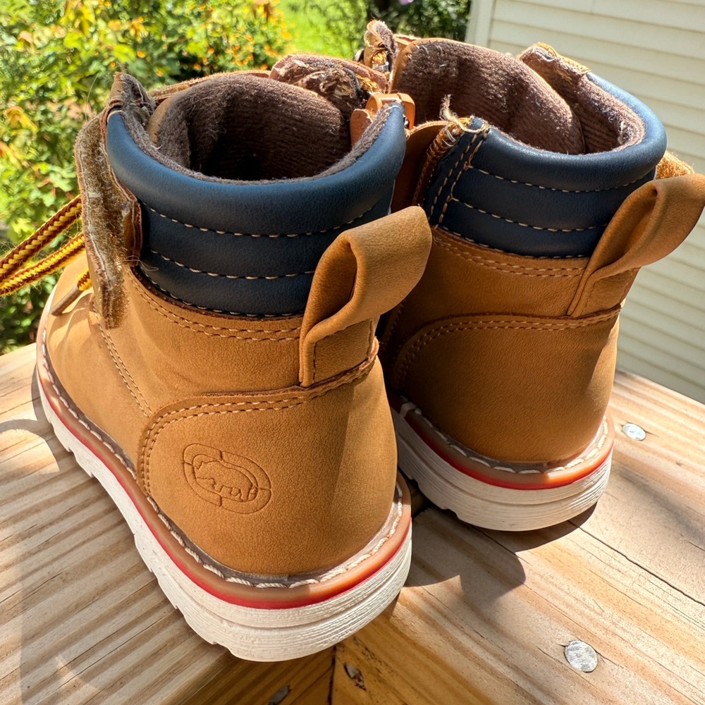 Tan and Blue Ecko Unltd Toddler Boots with Classic Design